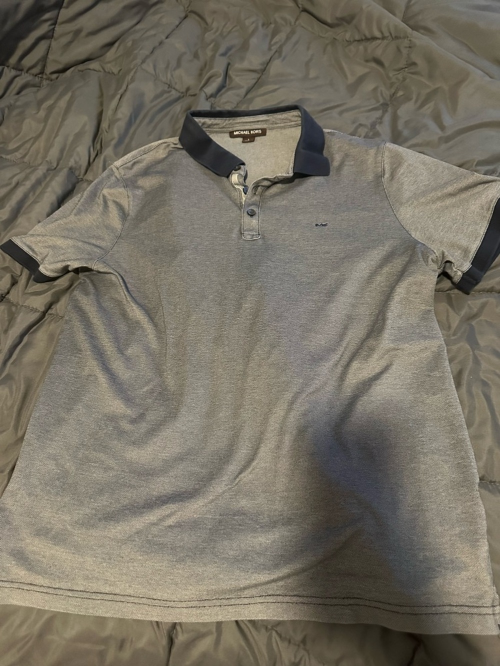 Michael Kors Grey Polo with Navy Contrast Collar